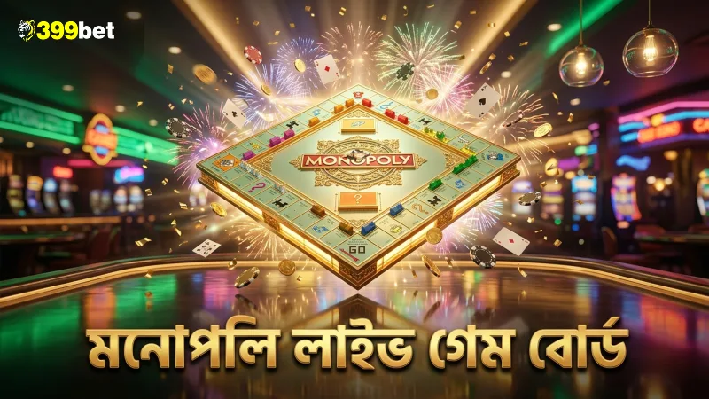 মনোপলি লাইভ গেমের ৩ডি বোর্ডের স্পষ্ট বিন্যাস